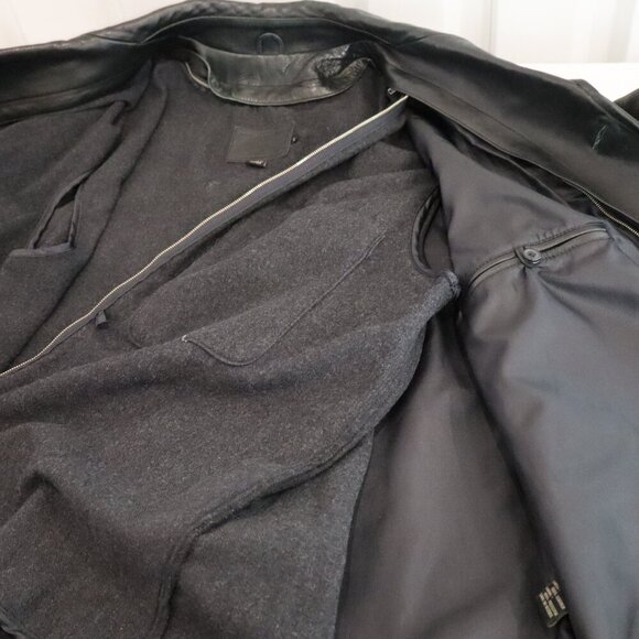 Coach Mens Black Leather Coat Jacket with Wool Zip Out Liner Size Large Heavy - Picture 14 of 16